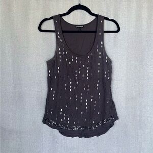 Express Charcoal Sequin Tank Top S
